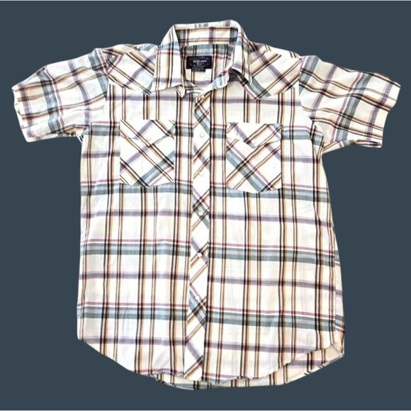 Vintage Williams Bay Men's Large Western Plaid Pearl Snap Shirt Size 16 1/2 - Picture 1 of 4